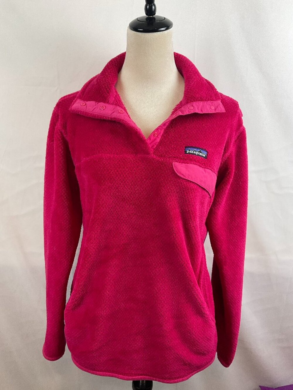Patagonia Pullover Polartec Thermal Pro Women's L Pink Quarter Snap Fuzzy Long S